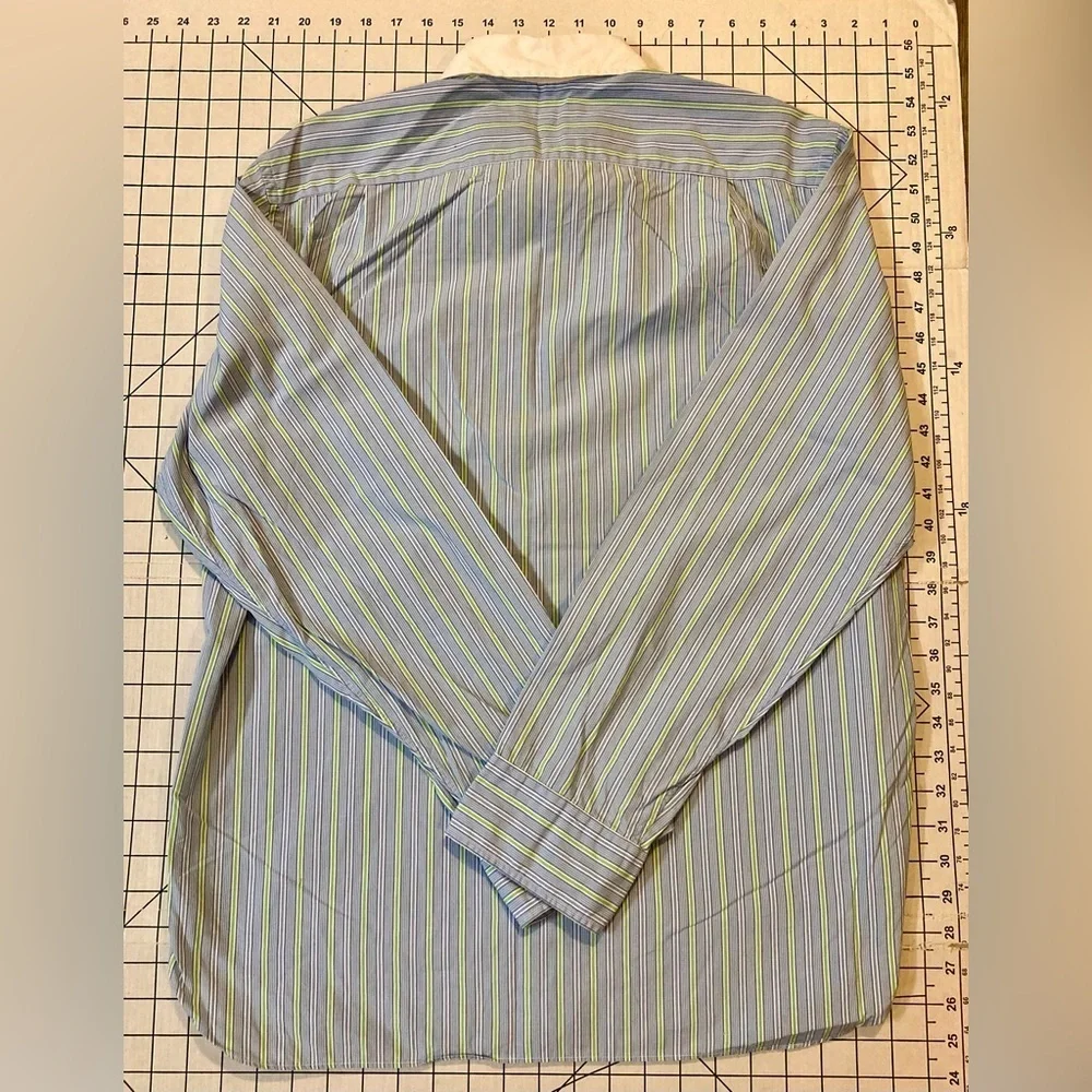 J. Crew Men’s‎ Size Large Blue/Green Striped Tailored Fit Button Down Shirt